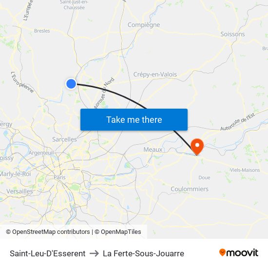 Saint-Leu-D'Esserent to La Ferte-Sous-Jouarre map