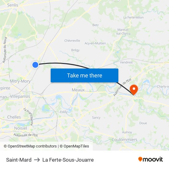 Saint-Mard to La Ferte-Sous-Jouarre map