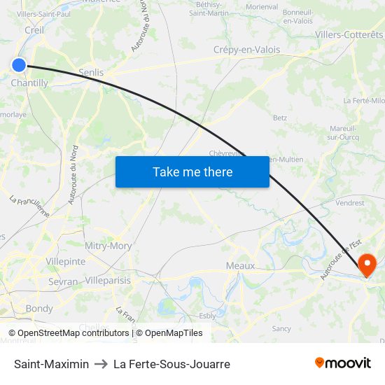 Saint-Maximin to La Ferte-Sous-Jouarre map