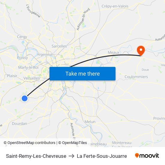 Saint-Remy-Les-Chevreuse to La Ferte-Sous-Jouarre map