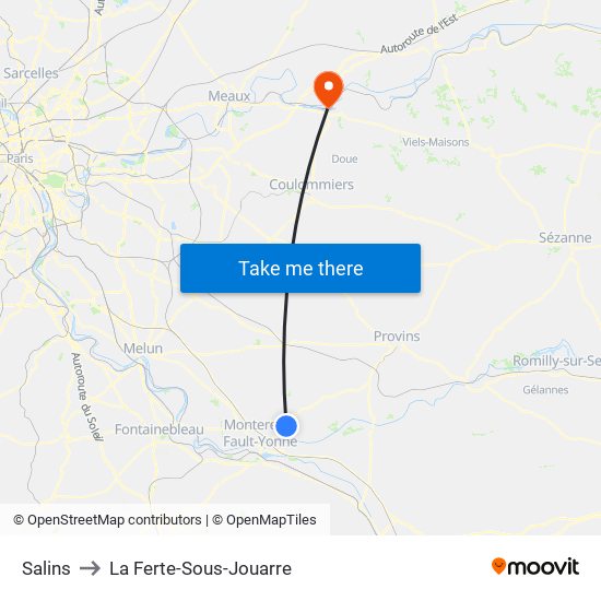 Salins to La Ferte-Sous-Jouarre map