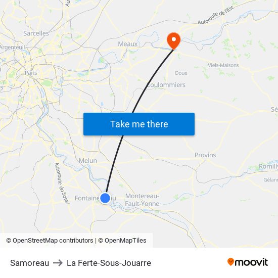 Samoreau to La Ferte-Sous-Jouarre map