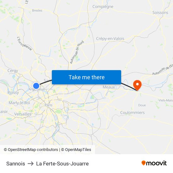 Sannois to La Ferte-Sous-Jouarre map