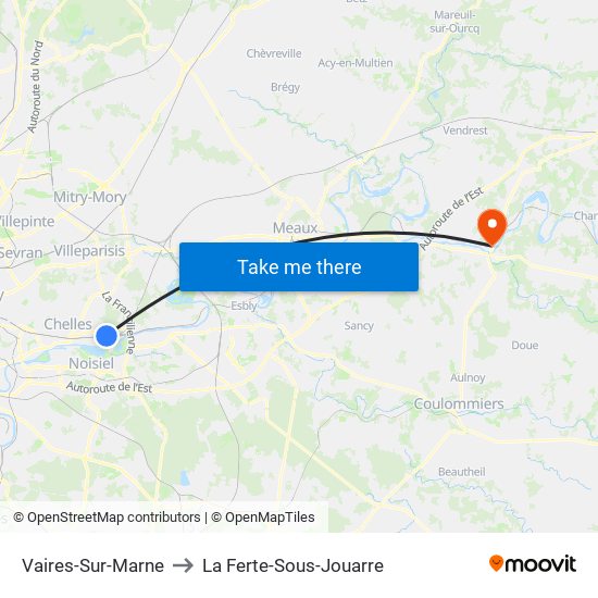 Vaires-Sur-Marne to La Ferte-Sous-Jouarre map
