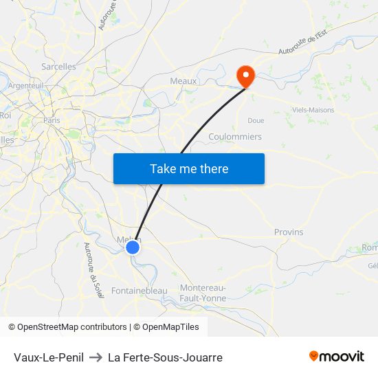 Vaux-Le-Penil to La Ferte-Sous-Jouarre map