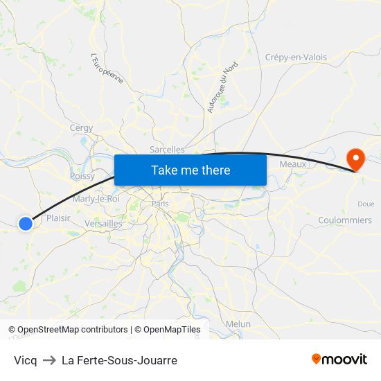 Vicq to La Ferte-Sous-Jouarre map