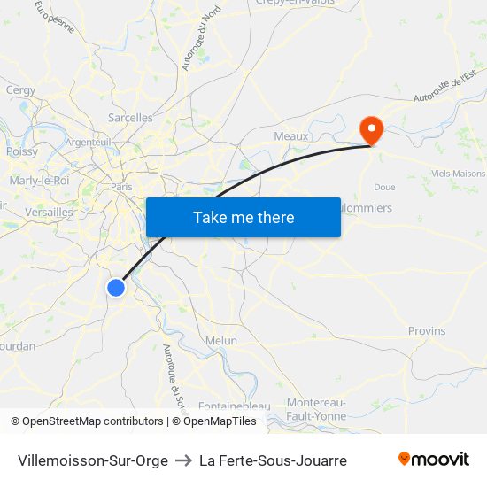 Villemoisson-Sur-Orge to La Ferte-Sous-Jouarre map