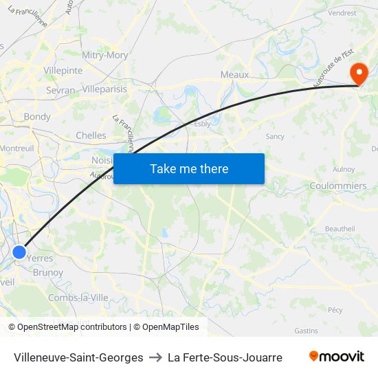 Villeneuve-Saint-Georges to La Ferte-Sous-Jouarre map