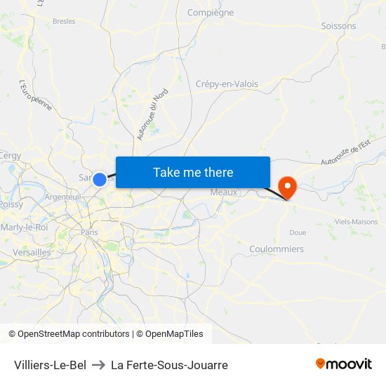 Villiers-Le-Bel to La Ferte-Sous-Jouarre map