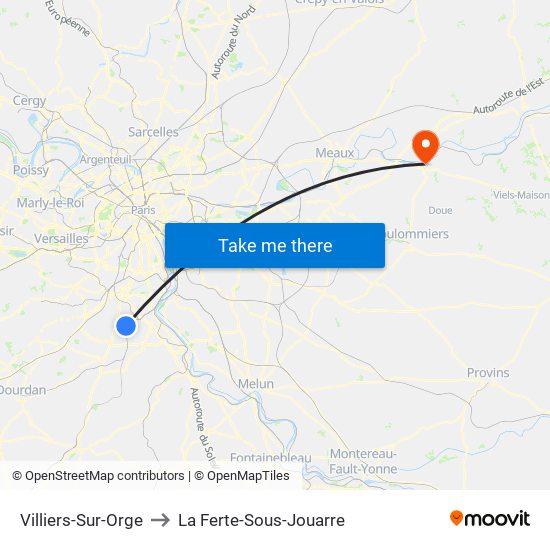 Villiers-Sur-Orge to La Ferte-Sous-Jouarre map