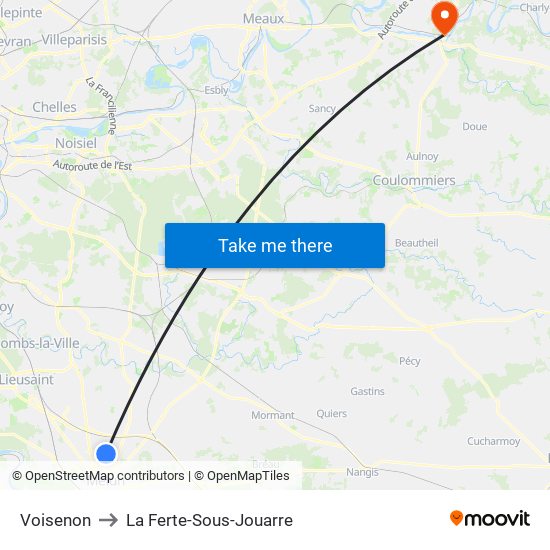 Voisenon to La Ferte-Sous-Jouarre map