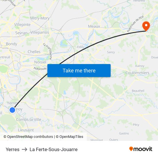 Yerres to La Ferte-Sous-Jouarre map