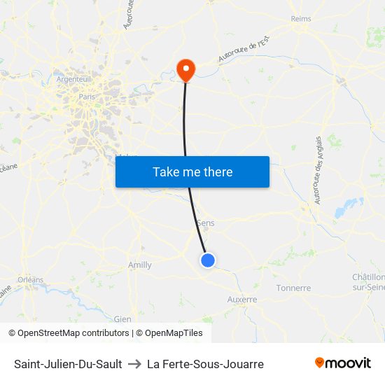 Saint-Julien-Du-Sault to La Ferte-Sous-Jouarre map