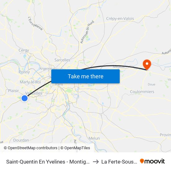 Saint-Quentin En Yvelines - Montigny-Le-Bretonneux to La Ferte-Sous-Jouarre map