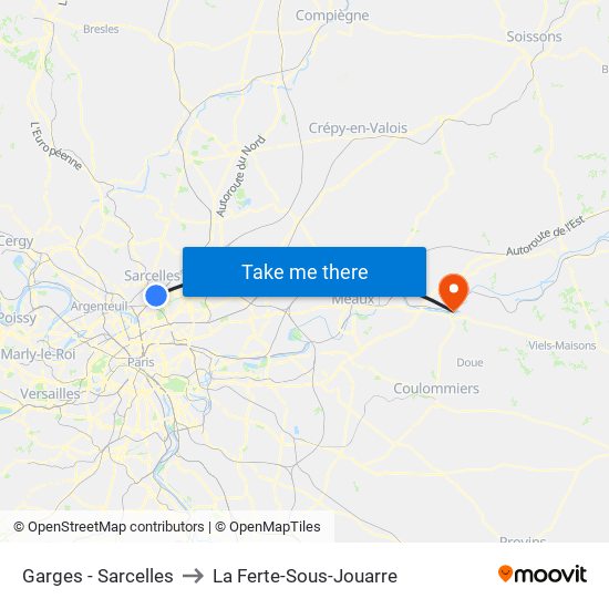 Garges - Sarcelles to La Ferte-Sous-Jouarre map