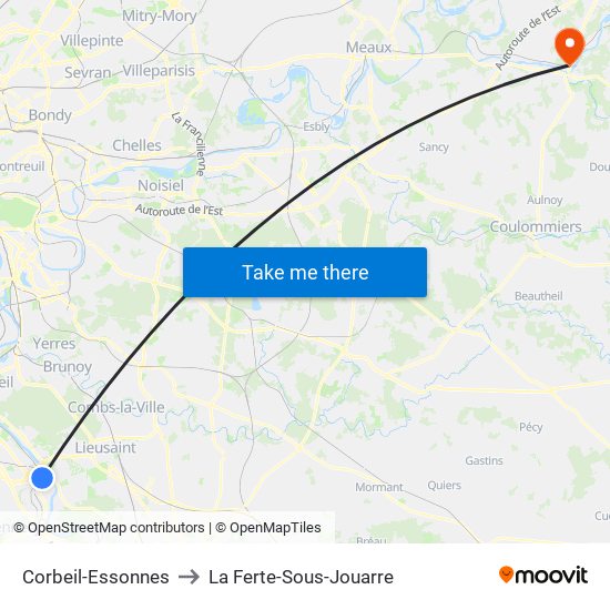 Corbeil-Essonnes to La Ferte-Sous-Jouarre map