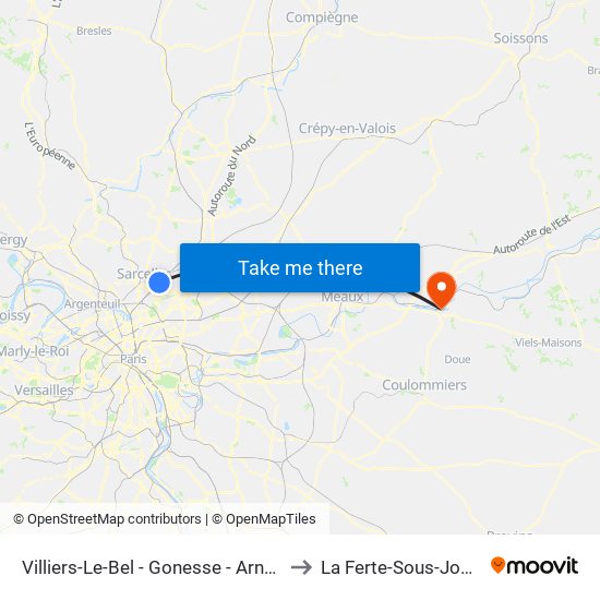 Villiers-Le-Bel - Gonesse - Arnouville to La Ferte-Sous-Jouarre map