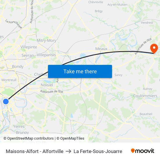 Maisons-Alfort - Alfortville to La Ferte-Sous-Jouarre map
