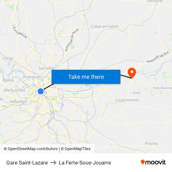 Gare Saint-Lazare to La Ferte-Sous-Jouarre map