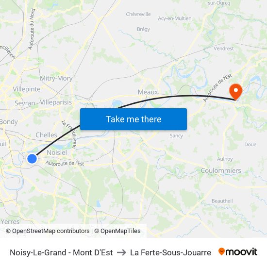 Noisy-Le-Grand - Mont D'Est to La Ferte-Sous-Jouarre map