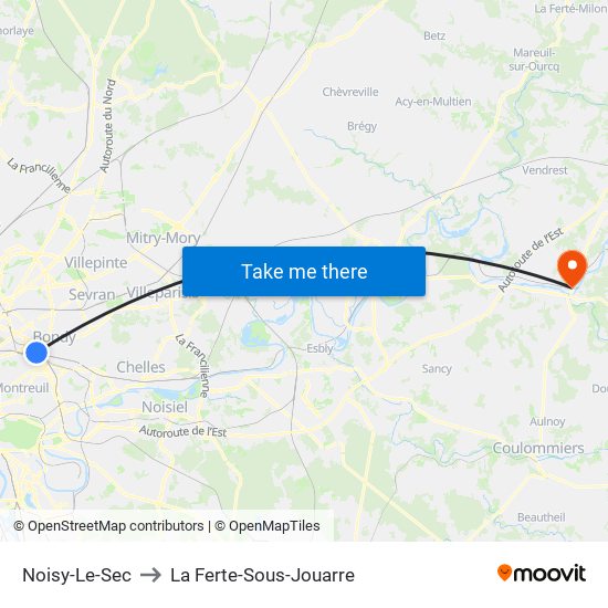 Noisy-Le-Sec to La Ferte-Sous-Jouarre map