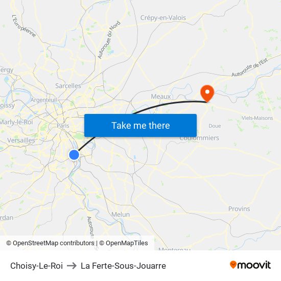 Choisy-Le-Roi to La Ferte-Sous-Jouarre map