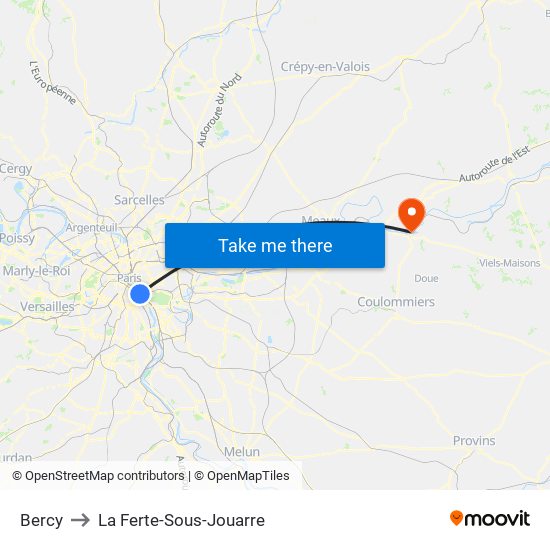 Bercy to La Ferte-Sous-Jouarre map