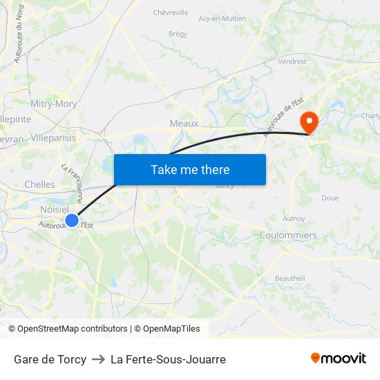 Gare de Torcy to La Ferte-Sous-Jouarre map