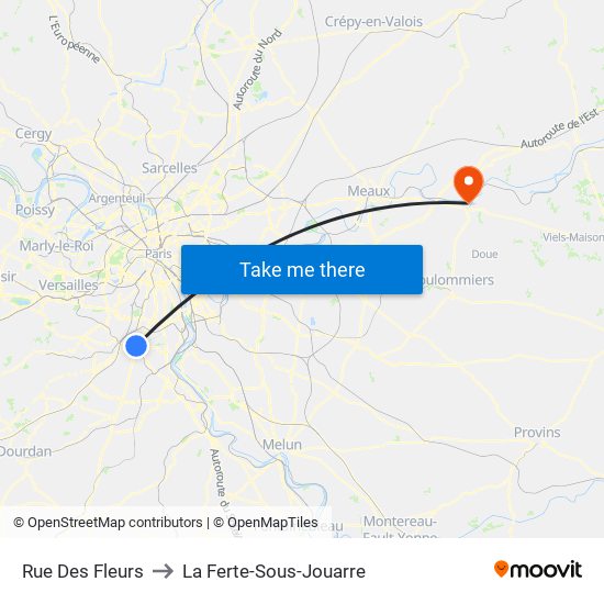 Rue Des Fleurs to La Ferte-Sous-Jouarre map
