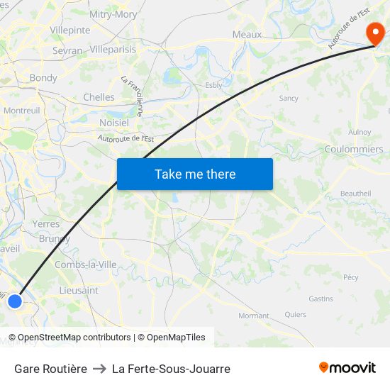 Gare Routière to La Ferte-Sous-Jouarre map