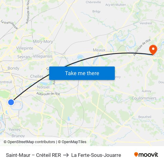 Saint-Maur – Créteil RER to La Ferte-Sous-Jouarre map