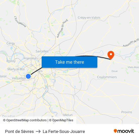 Pont de Sèvres to La Ferte-Sous-Jouarre map