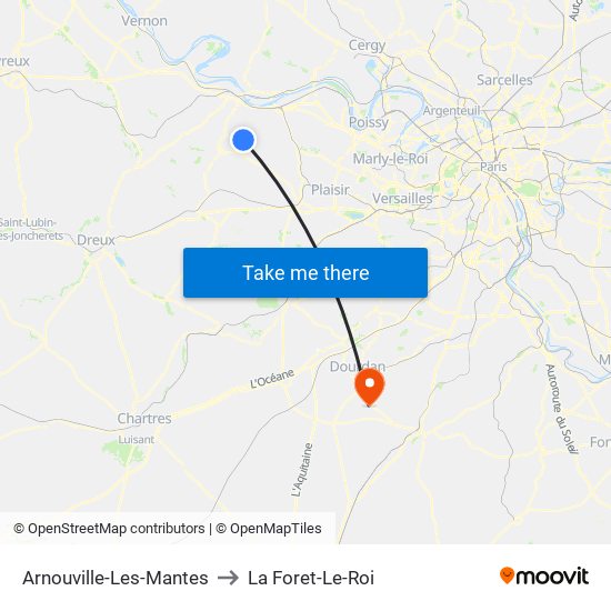 Arnouville-Les-Mantes to La Foret-Le-Roi map