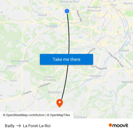 Bailly to La Foret-Le-Roi map