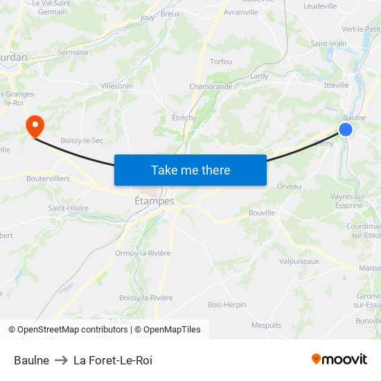 Baulne to La Foret-Le-Roi map