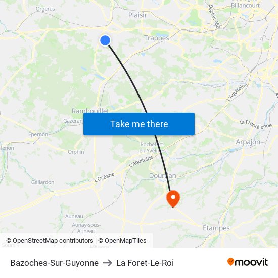 Bazoches-Sur-Guyonne to La Foret-Le-Roi map