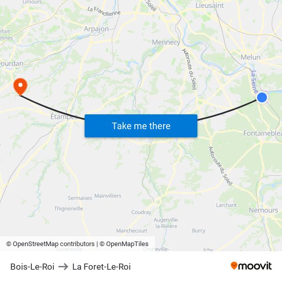 Bois-Le-Roi to La Foret-Le-Roi map