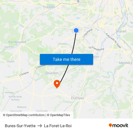 Bures-Sur-Yvette to La Foret-Le-Roi map