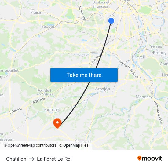 Chatillon to La Foret-Le-Roi map