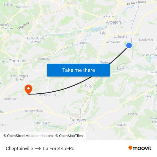 Cheptainville to La Foret-Le-Roi map