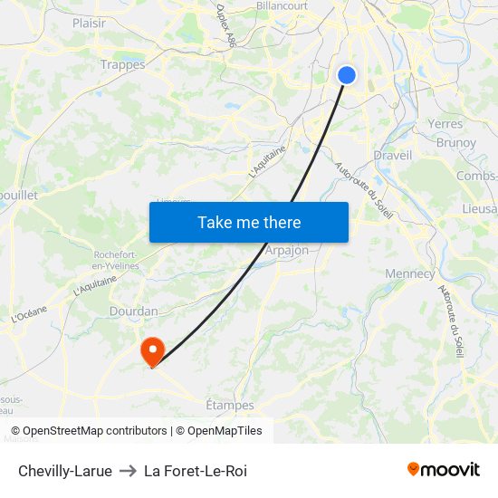 Chevilly-Larue to La Foret-Le-Roi map