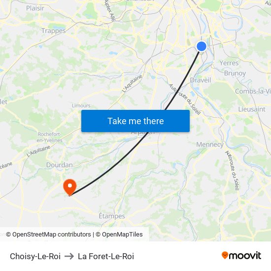 Choisy-Le-Roi to La Foret-Le-Roi map