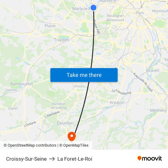 Croissy-Sur-Seine to La Foret-Le-Roi map