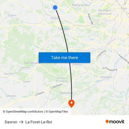 Davron to La Foret-Le-Roi map