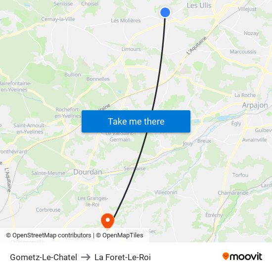 Gometz-Le-Chatel to La Foret-Le-Roi map