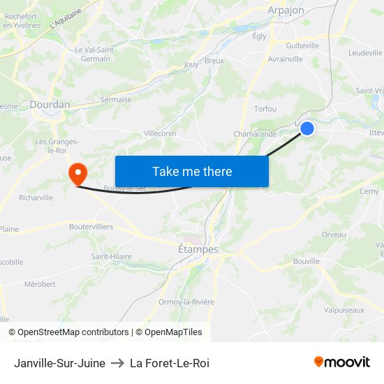 Janville-Sur-Juine to La Foret-Le-Roi map