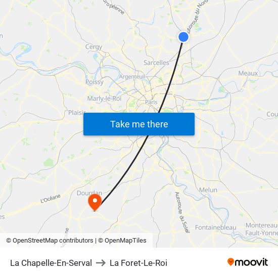 La Chapelle-En-Serval to La Foret-Le-Roi map