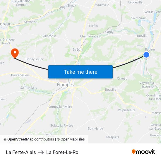 La Ferte-Alais to La Foret-Le-Roi map