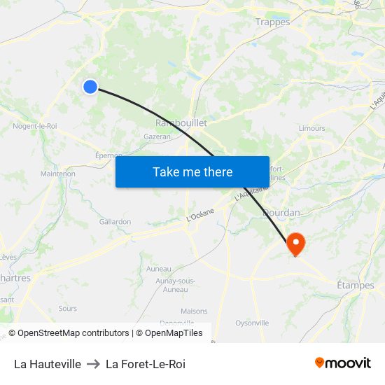 La Hauteville to La Foret-Le-Roi map