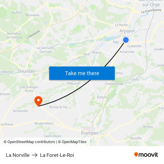 La Norville to La Foret-Le-Roi map